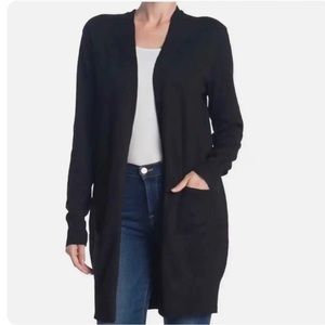 Sweet Romeo Black Long Open Front Cardigan Sweater Size Large